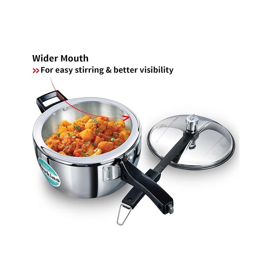 Hawkins 3.5 Litre Triply Stainless Steel Pressure Cooker, Inner Lid Cooker, Silver (HSST35)