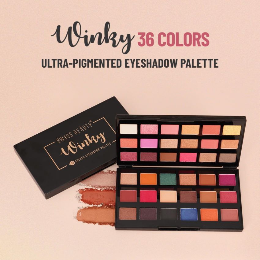 Swiss Beauty Winky 36 Color Eyeshadow Palette | Long-lasting | 36 Highly Pigmented Shades | Multicolor-01, 60gm