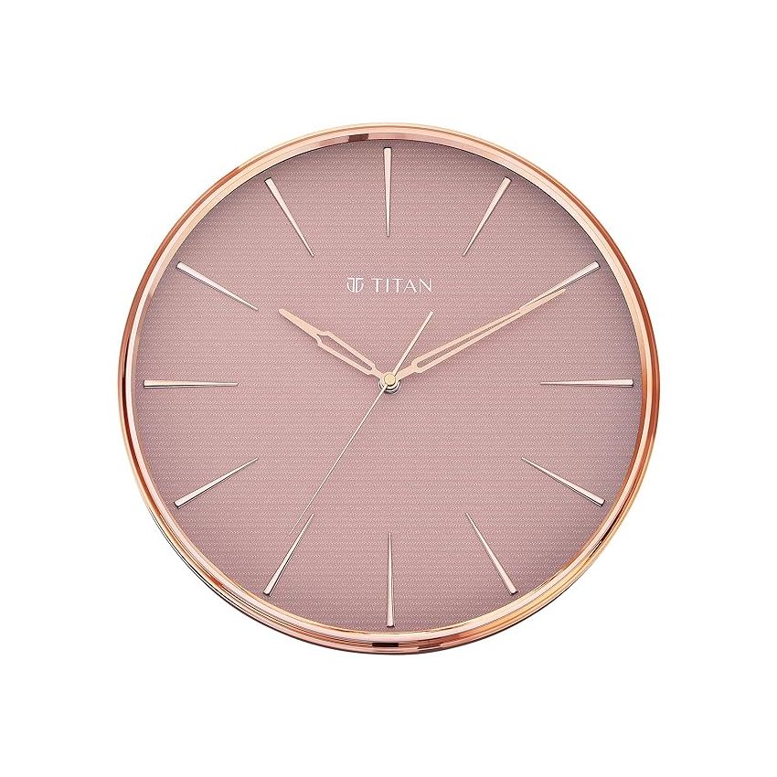 Titan Plastic Contemporary Rustic Pink Wall Clock in A Glossy Finish with A Textured Dial 32.5 X 32.5 Cm (Medium), Analog
