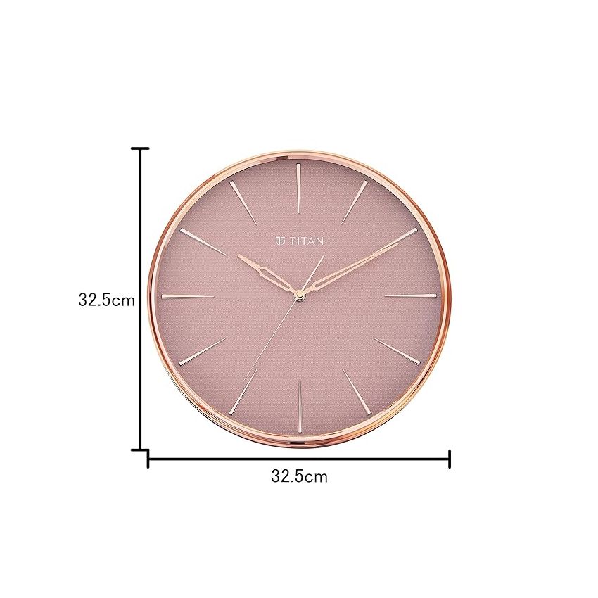 Titan Plastic Contemporary Rustic Pink Wall Clock in A Glossy Finish with A Textured Dial 32.5 X 32.5 Cm (Medium), Analog