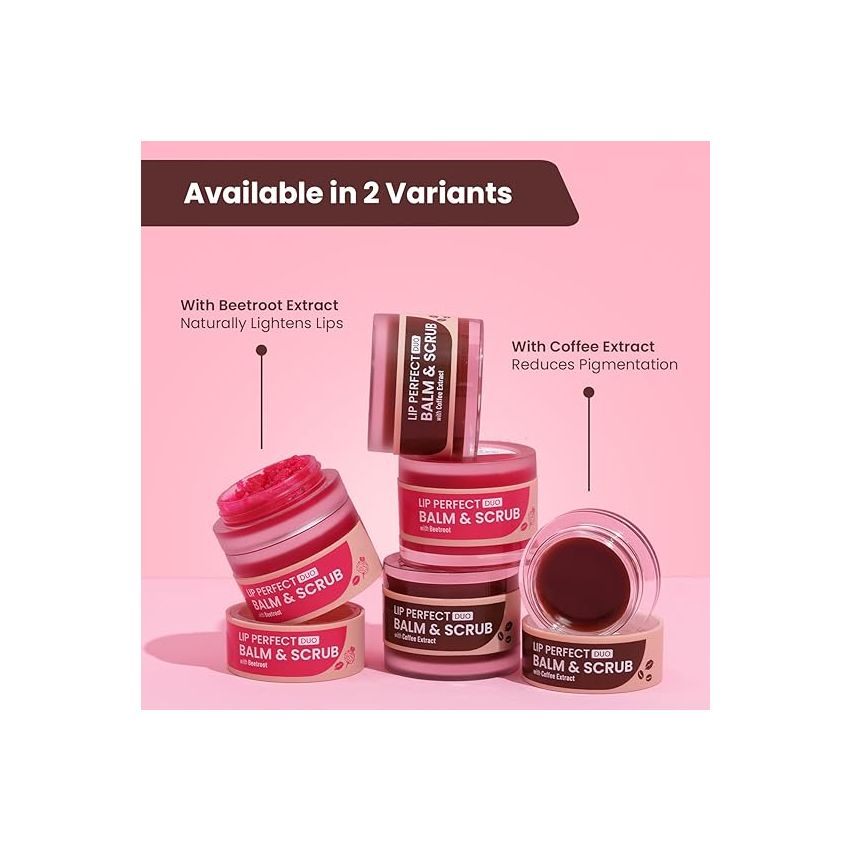 Swiss Beauty Lip Perfect Duo Balm & Scrub with Coffee Extract for Pigmented Lips | Moisturises Dry & Chapped Lips | Soft & Smooth Lips | For Men & Women Shade - Coffee Extract, 3.5G+3.5G