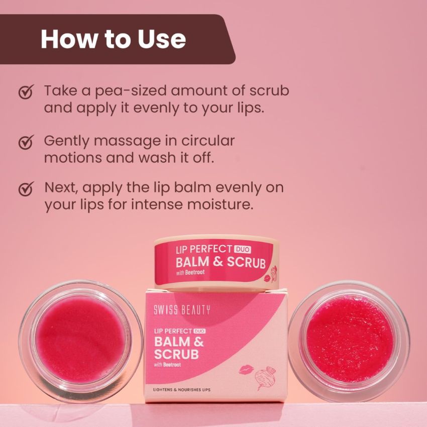 Swiss Beauty Lip Perfect Duo Balm & Scrub with Coffee Extract for Pigmented Lips | Moisturises Dry & Chapped Lips | Soft & Smooth Lips | For Men & Women Shade - Coffee Extract, 3.5G+3.5G