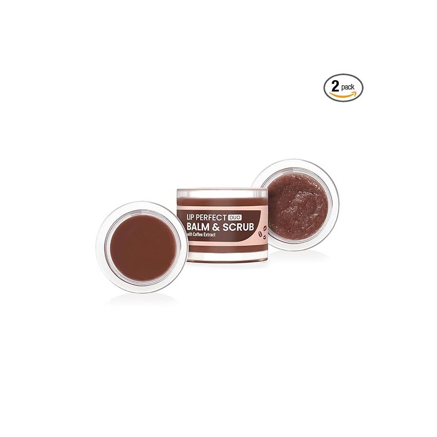 Swiss Beauty Lip Perfect Duo Balm & Scrub with Coffee Extract for Pigmented Lips | Moisturises Dry & Chapped Lips | Soft & Smooth Lips | For Men & Women Shade - Coffee Extract, 3.5G+3.5G