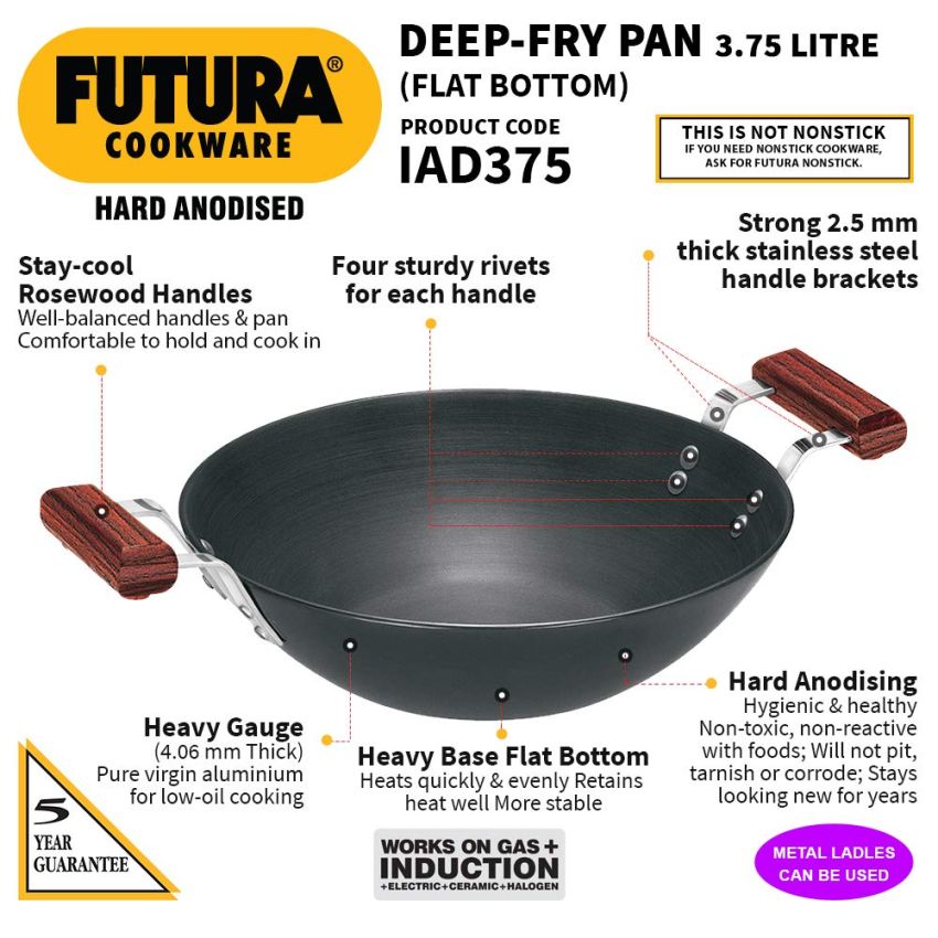 Roll over image to zoom in   VIDEO     2+ Futura Hard Anodised Deep-Fry Pan 3.75 L, 30 cm, 4.06 mm Induction Compatible Base