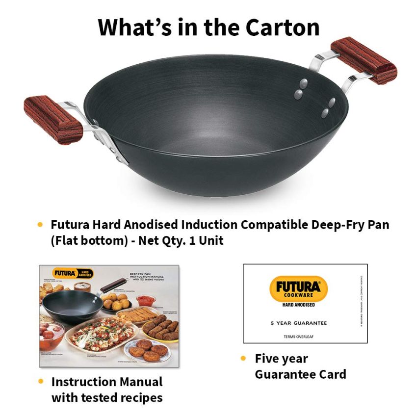 Roll over image to zoom in   VIDEO     2+ Futura Hard Anodised Deep-Fry Pan 3.75 L, 30 cm, 4.06 mm Induction Compatible Base