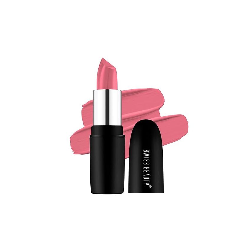 Swiss Beauty Pure Matte Creamy Lipstick | Non-drying, Highly pigmented Lipstick | Shade- Peach, 3.8gm|