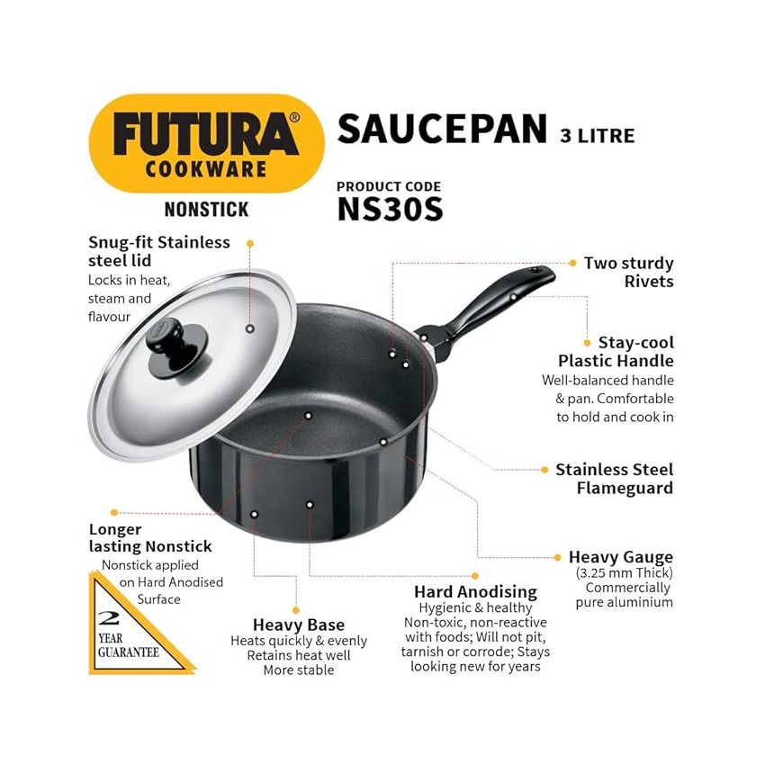 Futura Nonstick Saucepan 3 L, 20 cm, 3.25 mm