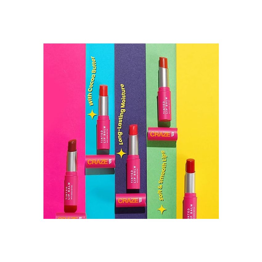 SWISS BEAUTY Craze Tinted Lightweight Sheer Lip Balm | Lip Protection And Lip Nourishment With Cocoa Butter | Shade- Coral Pink, 3.2G