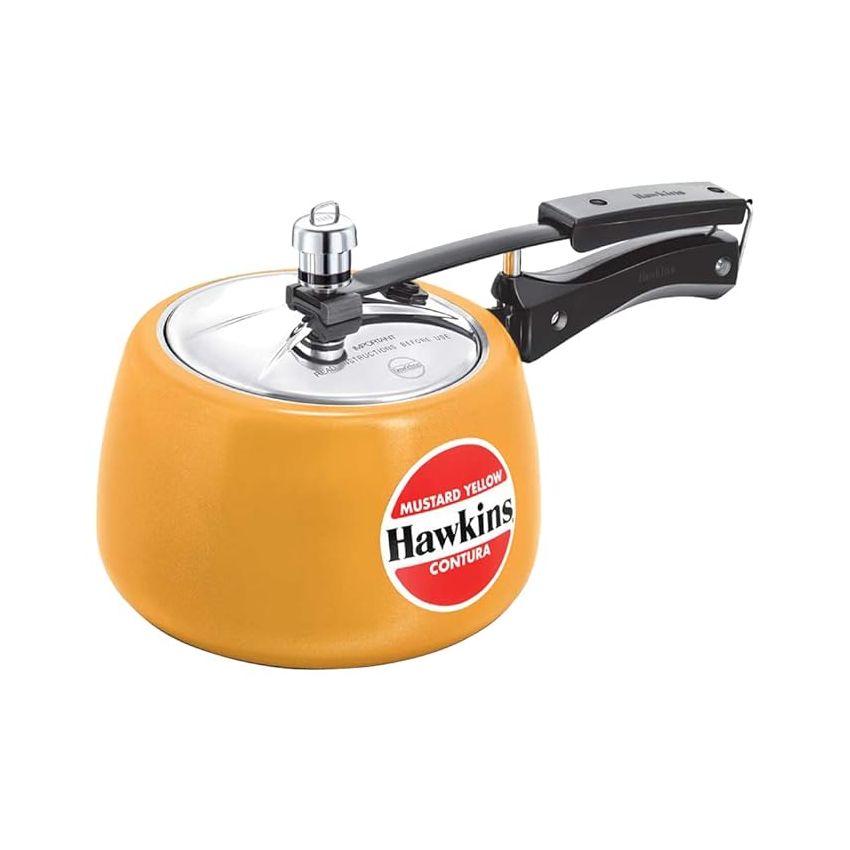 Hawkins 3 Litre Contura Pressure Cooker, Ceramic Coated Handi Inner Lid Cooker, Mustard Yellow (CMY30)