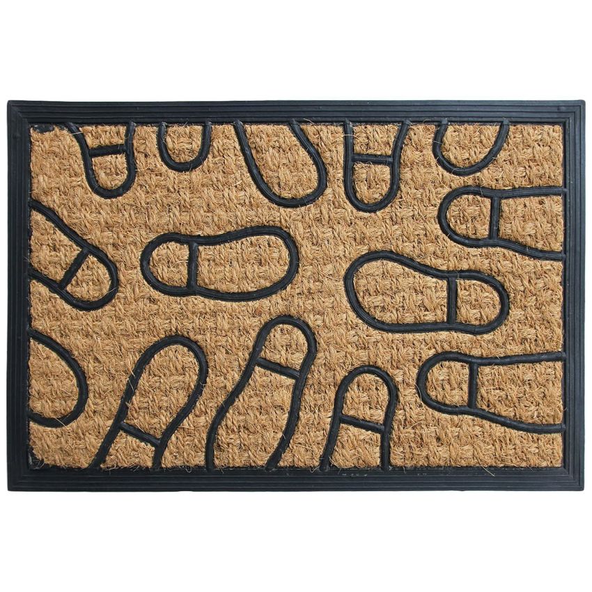 Onlymat 3 Piece Packet Foot Print Design Rubber Coir Doormat