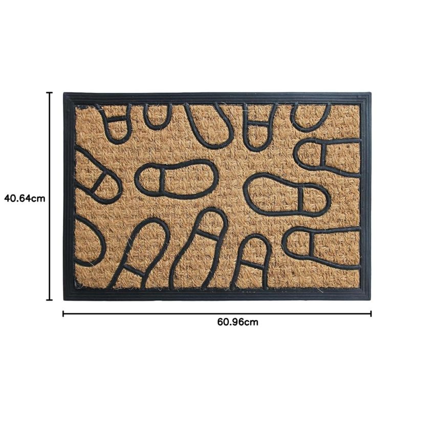Onlymat 3 Piece Packet Foot Print Design Rubber Coir Doormat