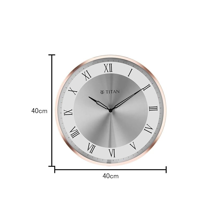 Titan Metal Classic Rose Gold Analog Wall Clock with Silent Sweep Technology, 40.0 X40.0 Cm (Large)