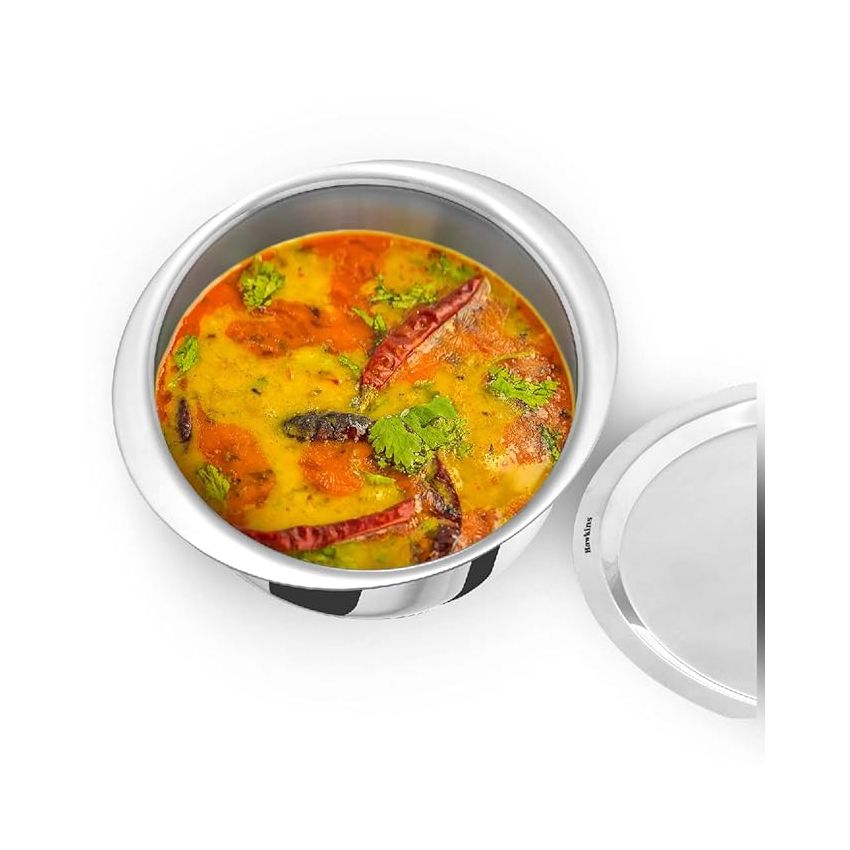 Hawkins 4 Litre Metro Patila, Triply Stainless Steel Tope with Stainless Steel Lid, Induction Bhagona, Tapeli, Silver (Ssp40S),Polished, 4 Liter