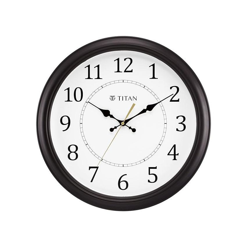 Titan Plastic Classic Brown Analog Wall Clock with Silent Sweep Technology, 42.0 X42.0 Cm (Large)