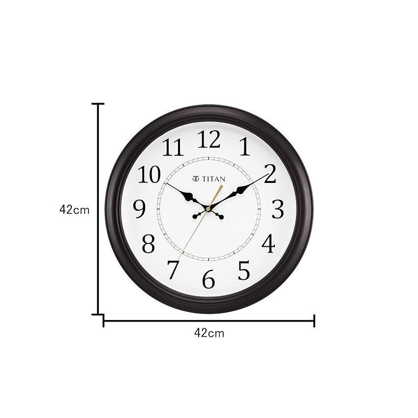 Titan Plastic Classic Brown Analog Wall Clock with Silent Sweep Technology, 42.0 X42.0 Cm (Large)