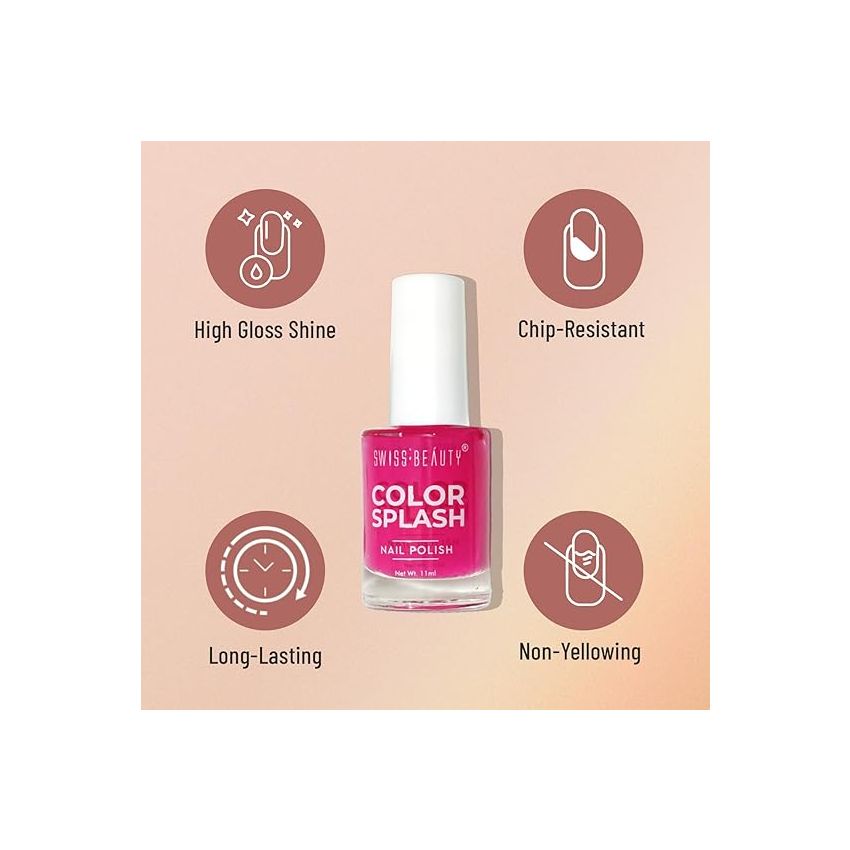Swiss Beauty Stunning Nail Lacquer | Chip Resistant, Quick drying nail paint | Highly Pigmented with high shine Nail polish | Shade - Creamy Dreamy, 10gm
