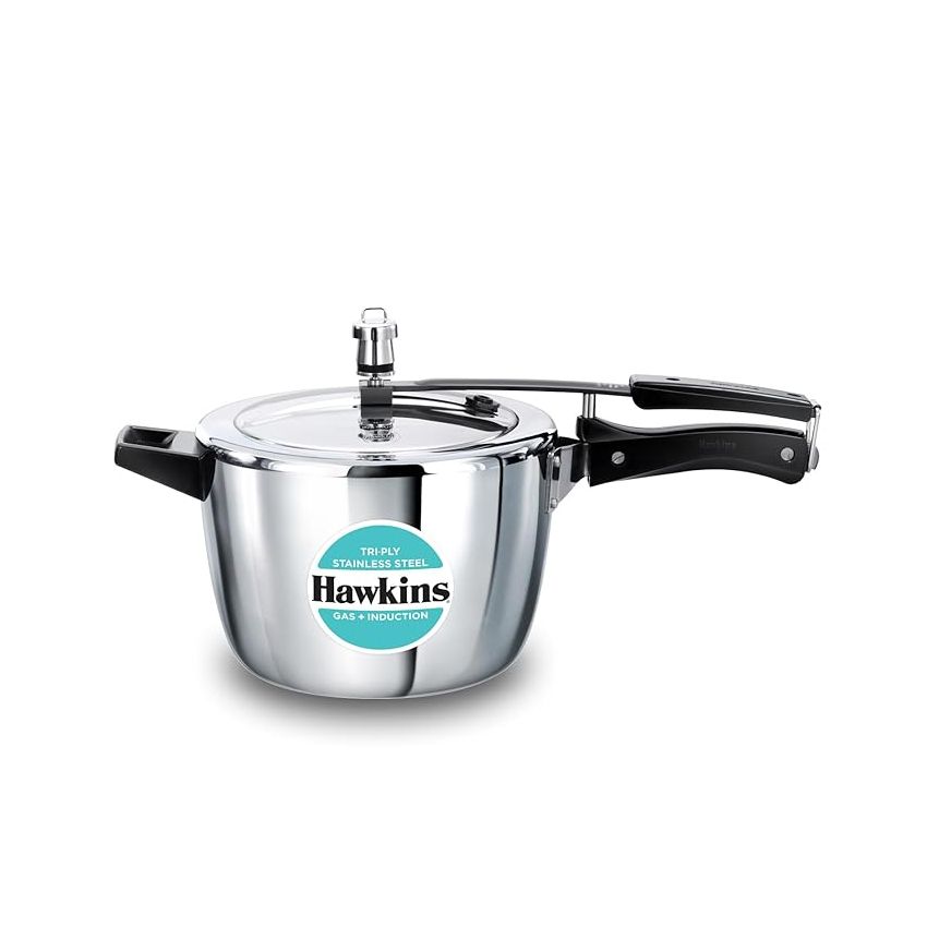 Hawkins 4.5 Litre Triply Stainless Steel Pressure Cooker, Inner Lid Cooker, Silver (HSST45)