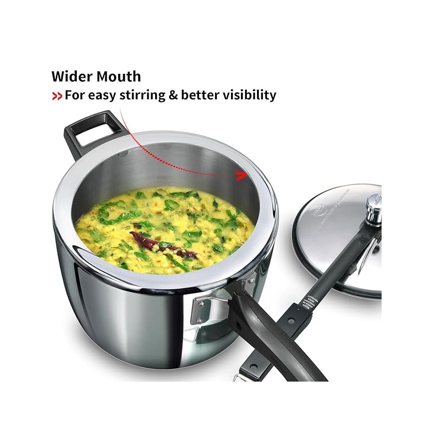 Hawkins 4.5 Litre Triply Stainless Steel Pressure Cooker, Inner Lid Cooker, Silver (HSST45)