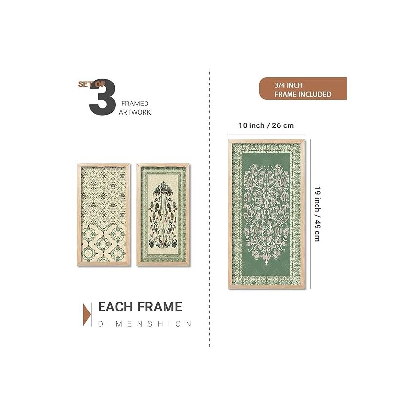 kotart Traditional Art Wall Painting Madhubani Home Decoration With Frame For Living Room Bed Room Hotel Wall Decor Digital Reprint Engineered Wood Set of 3(Art 4, (10X19 inch), Framed)