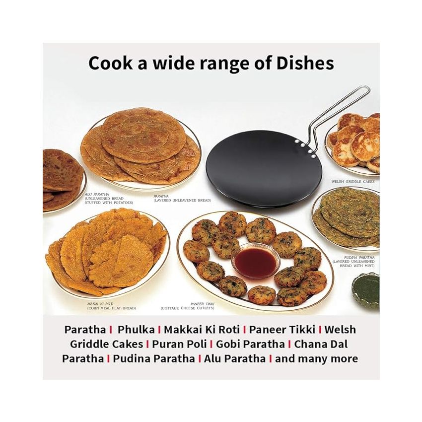 Hawkins Futura Hard Anodised Flat Tava 22 cm, 4.06 mm (Black)