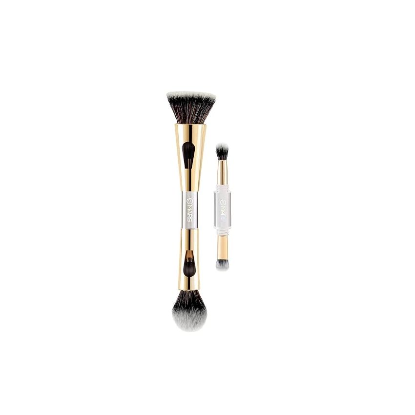 MARS 4 in 1 Travel Brush with Foundation Brush, Powder Brush, Eyeshadow Blending Brush & Flat Brush | Soft Bristles Makeup Brushes Set for Women
