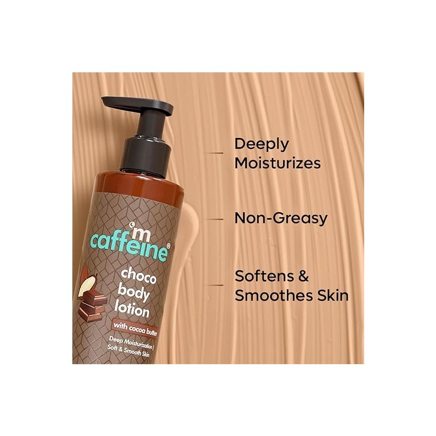mCaffeine Deep Moisturizing Choco Body Lotion for Dry Skin (Pack of 2) | All Season Moisturizer for Body with Cocoa Butter & Shea Butter | Non-Sticky Body Lotion for Women & Men (500ml)