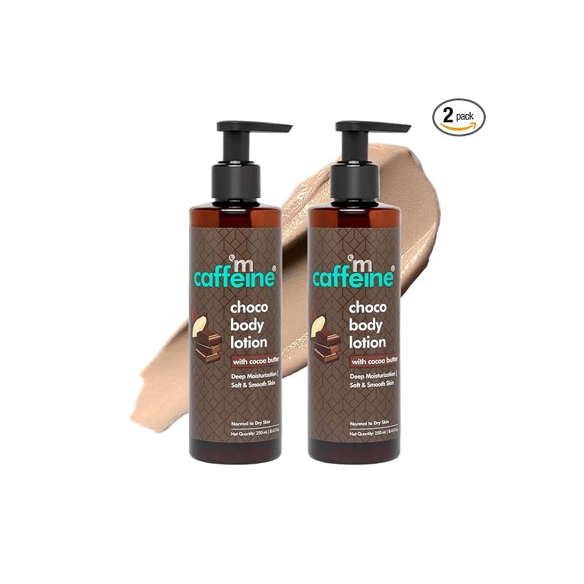 mCaffeine Deep Moisturizing Choco Body Lotion for Dry Skin (Pack of 2) | All Season Moisturizer for Body with Cocoa Butter & Shea Butter | Non-Sticky Body Lotion for Women & Men (500ml)