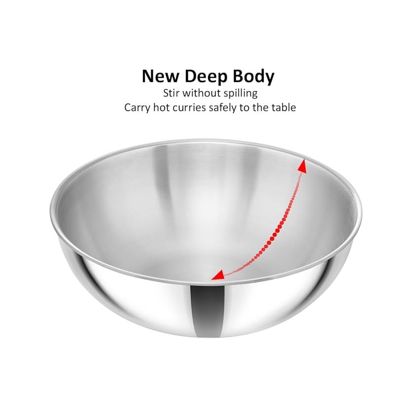 Hawkins 5 Litre Metro Kadhai, Triply Stainless Steel Induction Tasla, Silver (SSTA50)