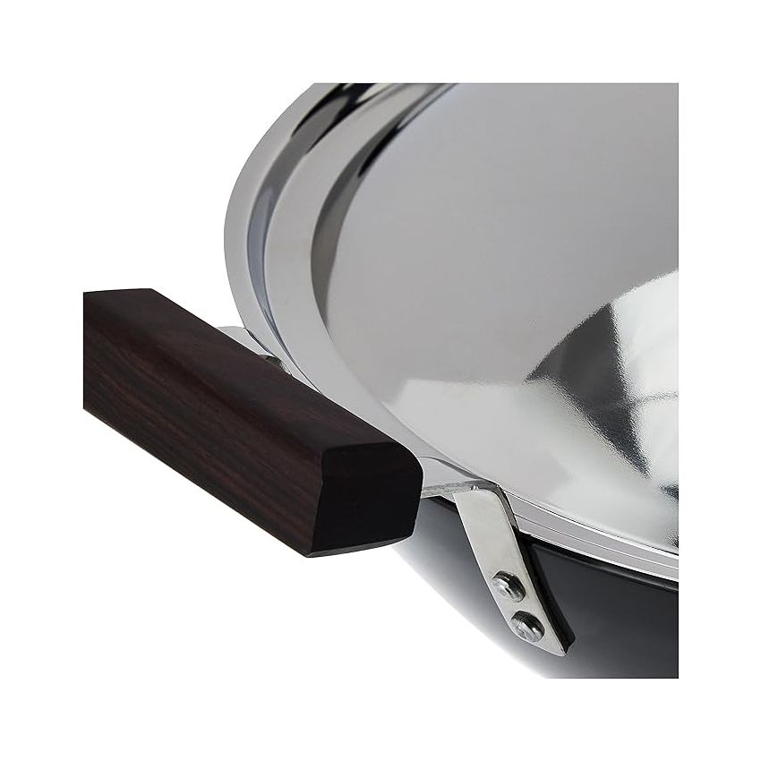 Hawkins Futura 5 Litre Deep Fry Pan, Hard Anodised Kadai with Stainless Steel Lid, Flat Bottom Kadhai, Big Kadai, Black (AD50S)