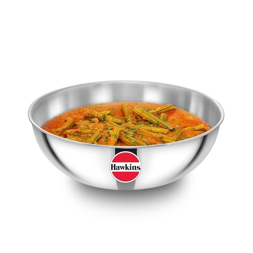Hawkins 5 Litre Metro Kadhai, Triply Stainless Steel Induction Tasla, Silver (SSTA50)