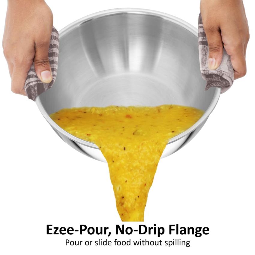 Hawkins 3 Litre Metro Kadhai, Triply Stainless Steel Induction Tasla, Silver (SSTA30)