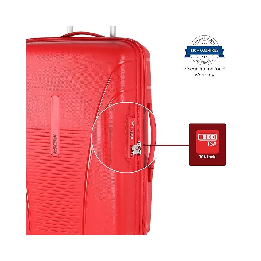 American Tourister IVY Spinner Polypropylene (PP) 2 Pc Set Red Hard Luggage with TSA Lock Small & Medium Sets (55Cm + 68 Cm)