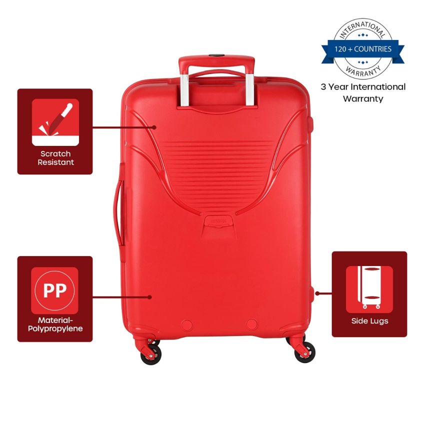 American Tourister IVY Spinner Polypropylene (PP) 2 Pc Set Red Hard Luggage with TSA Lock Small & Medium Sets (55Cm + 68 Cm)