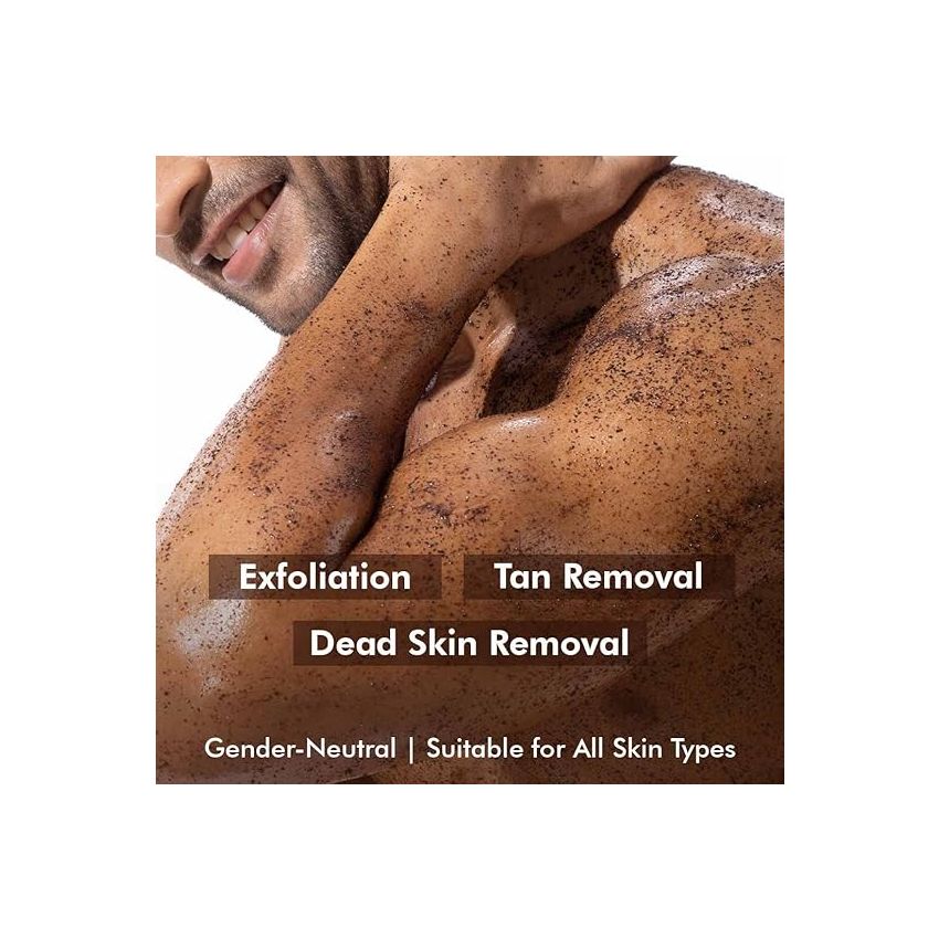 mCaffeine Exfoliating Coffee Body Scrub for Tan Removal & Soft-Smooth Skin | For Women & Men | De-Tan Bathing Scrub with Coconut Oil, Removes Dirt & Dead Skin from Neck, Knees, Elbows & Arms - 55gm