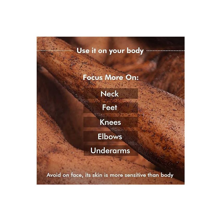 mCaffeine Exfoliating Coffee Body Scrub for Tan Removal & Soft-Smooth Skin | For Women & Men | De-Tan Bathing Scrub with Coconut Oil, Removes Dirt & Dead Skin from Neck, Knees, Elbows & Arms - 55gm