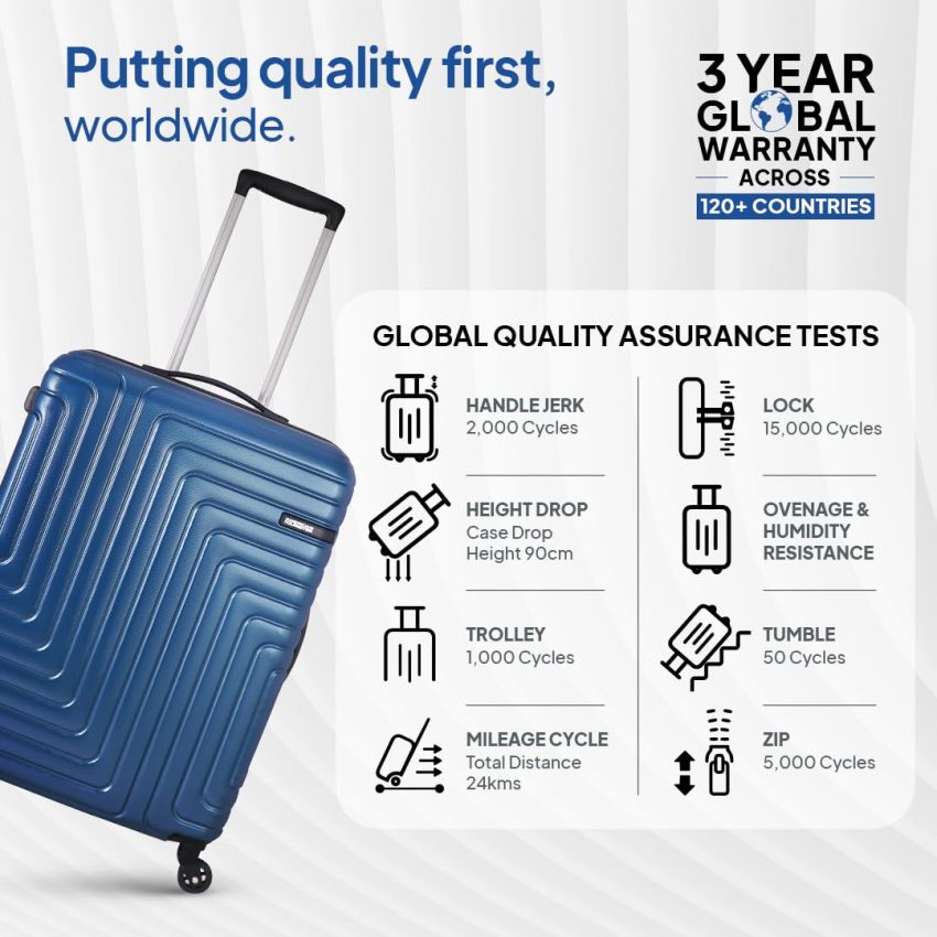 American Tourister Ivy Nxt 55Cm Small Hardside Polycarbonate Cabin Suitcase with Multi-Stage Telescopic 4 Wheels Spinner Trolley and Mounted TSA Lock for Women & Men - Blue