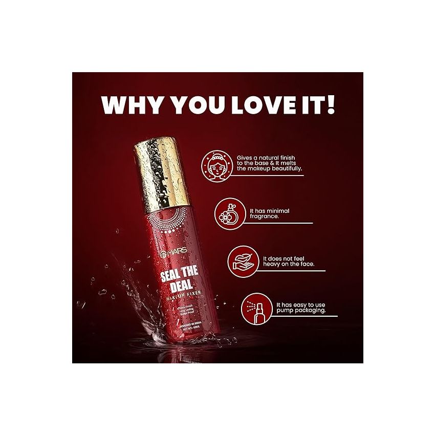 MARS Seal the Deal Long-Lasting Makeup Fixer Spray with Hyaluronic Acid | Hydrating Dewy Base Setting Spray for Professional Face Makeup | Budge Proof | Non Sticky | 60 ml