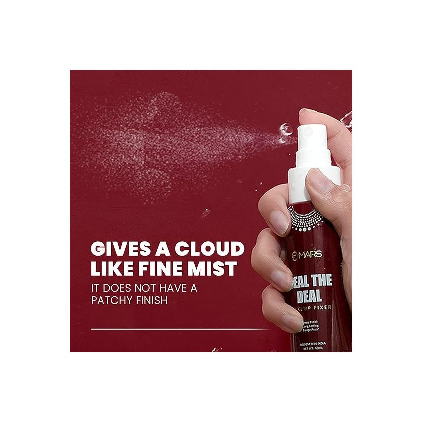 MARS Seal the Deal Long-Lasting Makeup Fixer Spray with Hyaluronic Acid | Hydrating Dewy Base Setting Spray for Professional Face Makeup | Budge Proof | Non Sticky | 60 ml