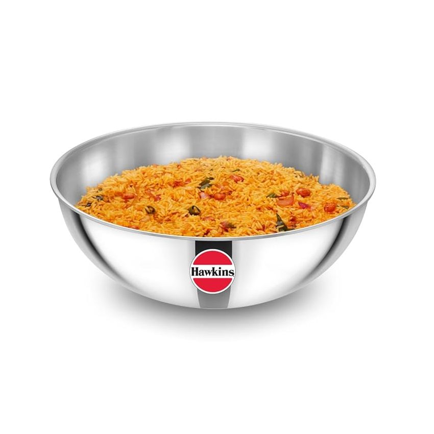 Hawkins 6 Litre Metro Kadhai, Triply Stainless Steel Induction Tasla, Silver (SSTA60)