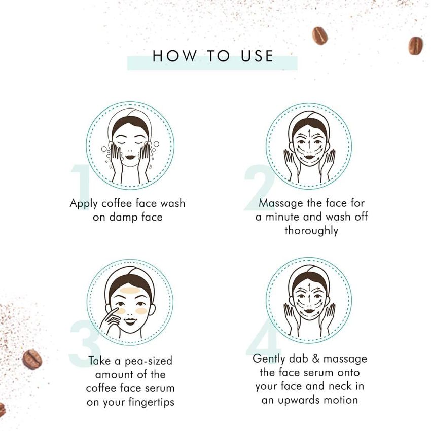 mCaffeine Must-Have Coffee Face Duo | Free All Purpose Teal Pouch | Deep Cleanser, Reduces Puffiness | Face Wash, Face Serum