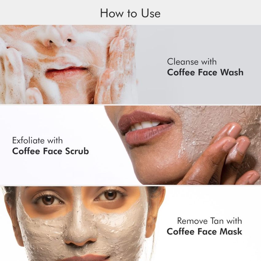 mCaffeine Deep Pore Cleansing Regime | Deep Cleanse, Tan Removal, Blackheads Removal | Face Wash, Face Mask, Face Scrub | For All Skin Types | Value Pack of 3