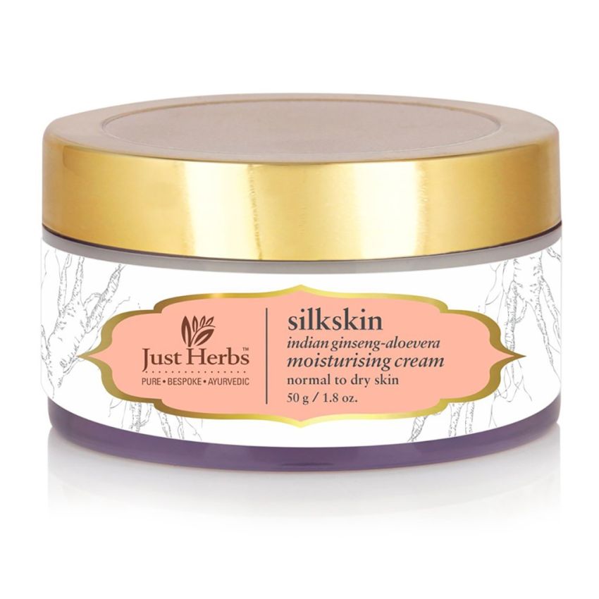 Just Herbs Ayurvedic Silkskin Aloe Vera Moisturising Night Cream For Acne, Scars & Dry Skin - Men & Women