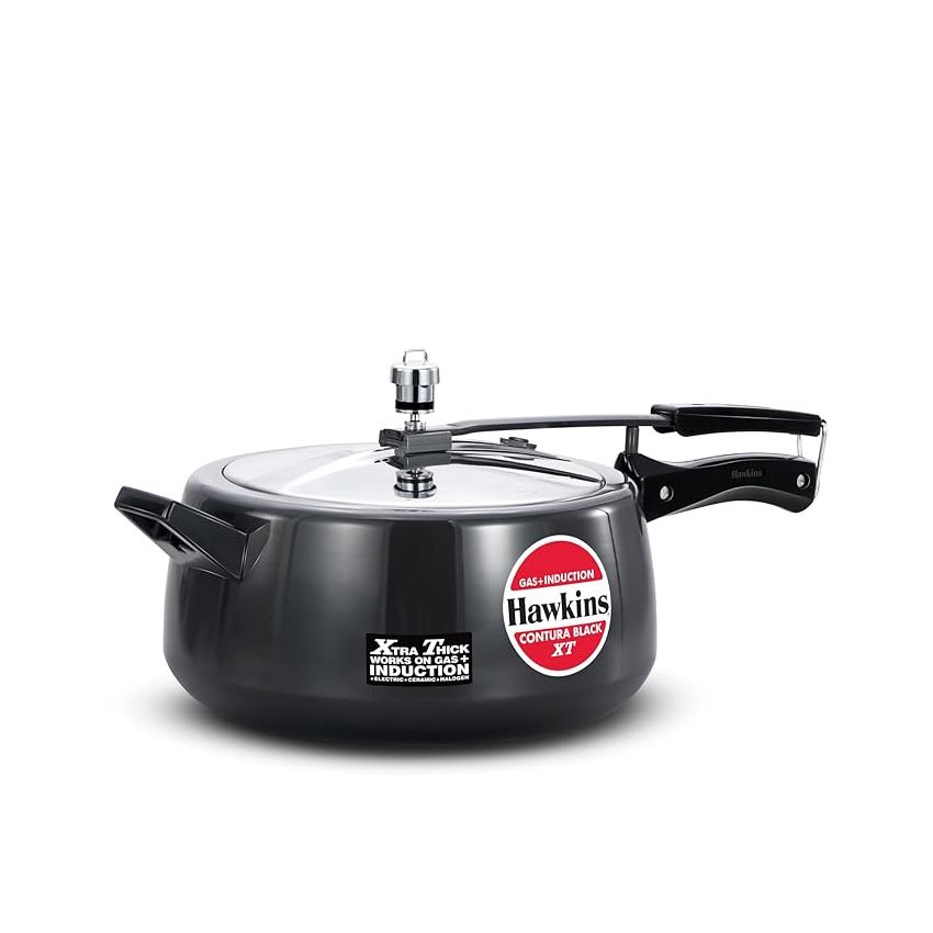 Hawkins 6.5 Litre Contura Black XT Pressure Cooker, Hard Anodised Inner Lid Cooker, Induction Cooker, Handi Cooker, Black (CXT65)