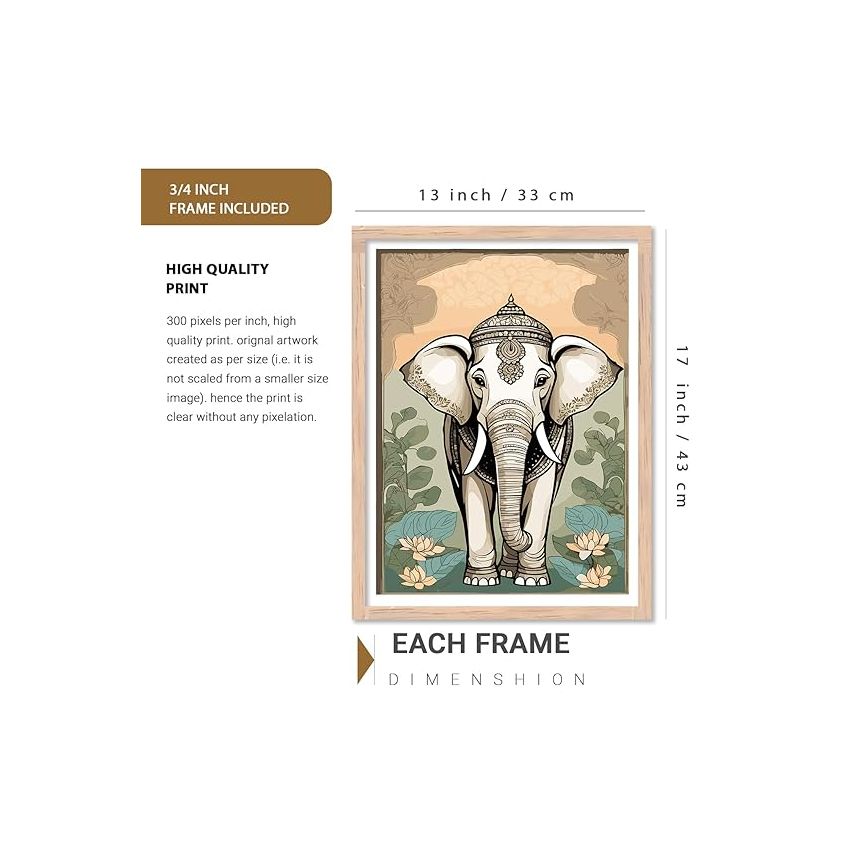 kotart Traditional Indian Inspired Wall Art Prints for Home and Office Decor - Modern Art Digital Painting for Bedroom living room office Wall Decoration (13X17 INCH, C) Pack of 6