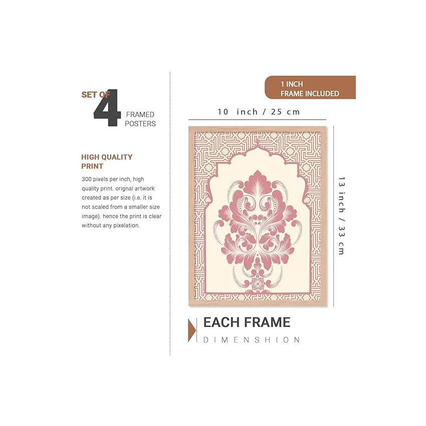 kotart Madhubani Art Paintings with Frame for Home Decoration - Traditional Framed Painting for Living Room Bedroom Office Decor - Painting for Wall Decoration - Pack of 6 (A)