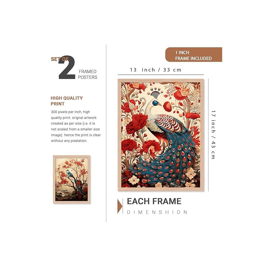 kotart Madhubani Art Paintings with Frame for Home Decoration - Traditional Framed Painting for Living Room Bedroom Office Decor - Painting for Wall Decoration - Pack of 6 (D)