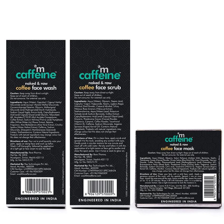 mCaffeine Deep Pore Cleansing Regime | Deep Cleanse, Tan Removal, Blackheads Removal | Face Wash, Face Mask, Face Scrub | For All Skin Types | Value Pack of 3