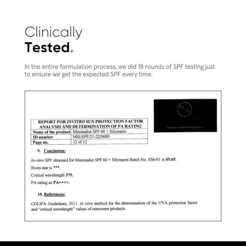 Minimalist SPF 60+ PA ++++ Face Sunscreen With Antioxidant Silymarin For Complete Sun Protection