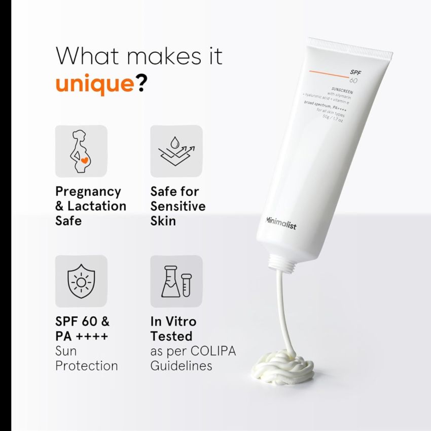 Minimalist SPF 60+ PA ++++ Face Sunscreen With Antioxidant Silymarin For Complete Sun Protection