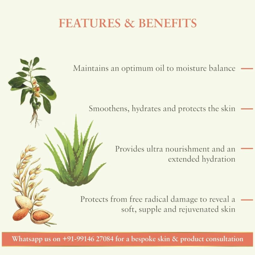 Just Herbs Ayurvedic Silkskin Aloe Vera Moisturising Night Cream For Acne, Scars & Dry Skin - Men & Women